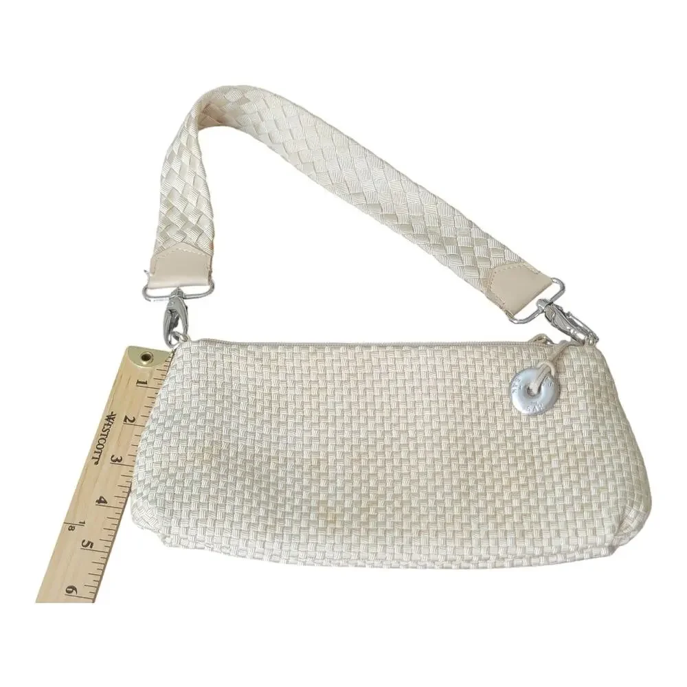 The Sak Small Nylon Woven Cream Bag With Detachable Strap Clutch Or‎ Shoulder